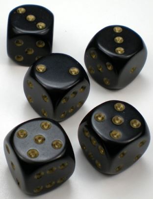 Chessex Opaque Black/Gold 12mm D6 Dice Block