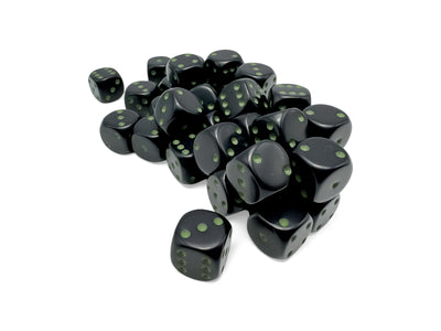 Chessex Opaque Black/Green 12mm D6 Dice Block