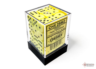 Chessex Opaque 12mm d6 Pastel Yellow/black Dice Block (36 Dice)