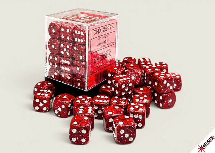 Chessex Speckled Lava Stone 12mm D6 Dice Block (36 Dice)