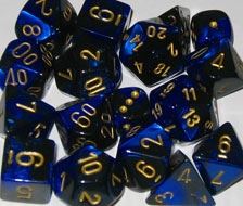 Chessex Gemini Blue-Gold/White Polyhedral 7-Die Set