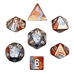 Chessex Gemini Copper-Steel White 7-Die Set