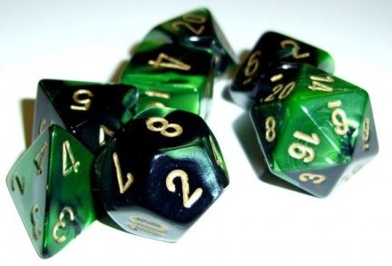 Chessex: Gemini Black-Green/Gold 7-Die Set