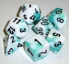 Chessex Gemini Teal-White/Black 7-Die Set
