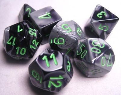 Chessex Gemini Black-Grey/Green 7-Die Set