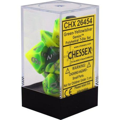 Chessex Gemini Polyhedral Green-Yellow/Silver 7-Die Set