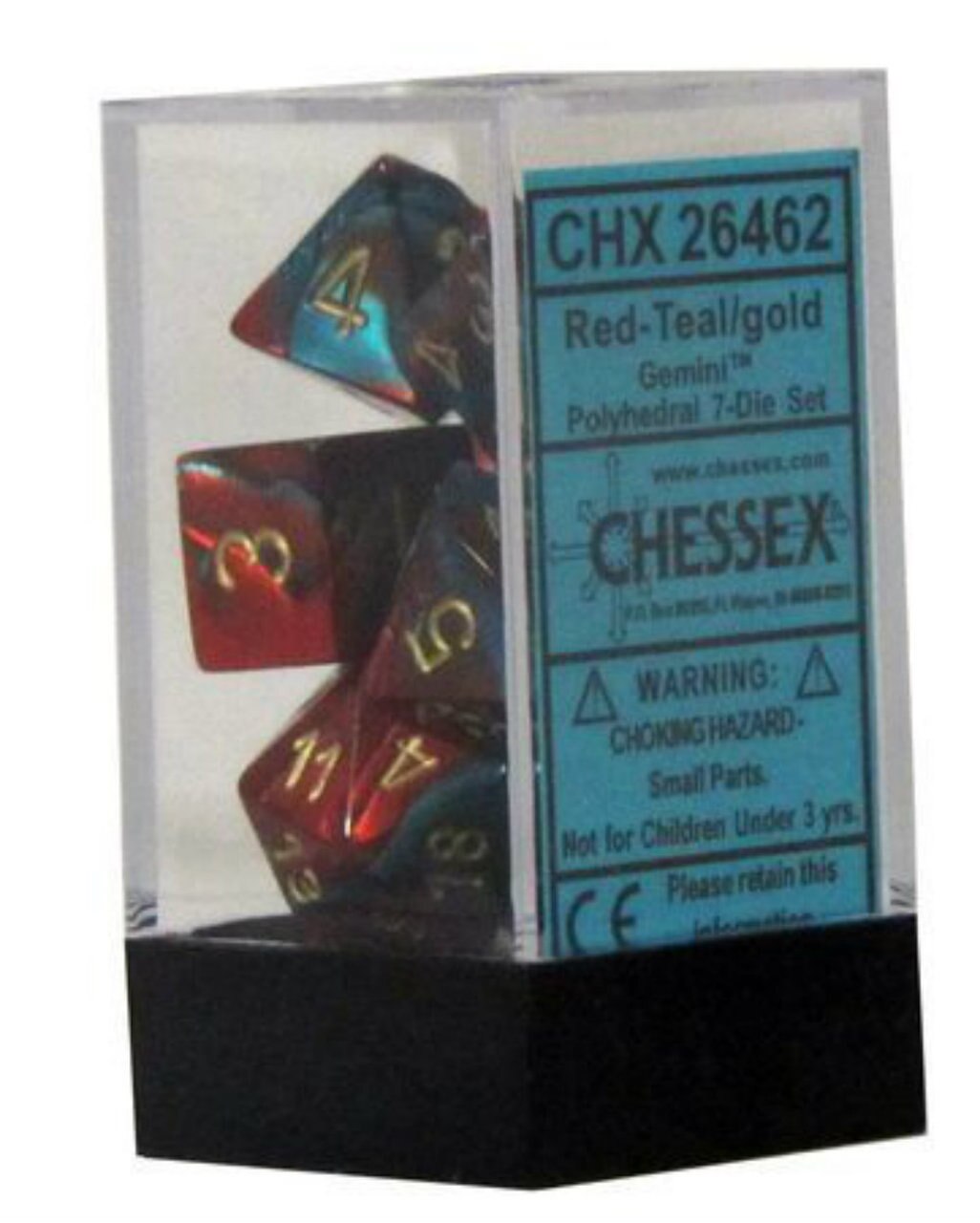 Chessex: Gem Red Teal / Gold 7Die