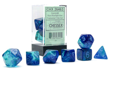 Chessex Gemini Blue-Blue/Light Blue Luminary 7-Die Set