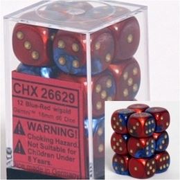 Chessex Gemini Blue-Red/Gold 16mm D6 Dice Block