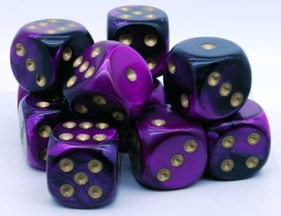 Chessex: Gemini Black-Purple/Gold 16Mm D6 Dice Block