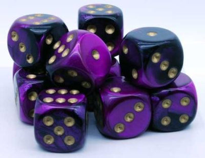 Chessex Gemini Black-Purple/Gold 16mm D6 Dice Block