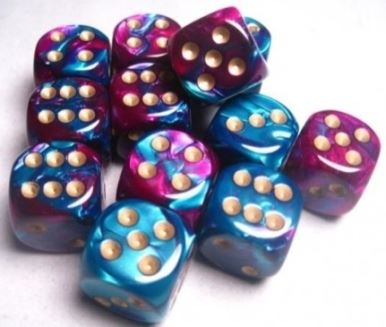 Chessex Gemini Purple-Teal/Gold 16mm D6 Dice Block