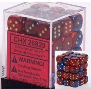Chessex: Gemini Blue-Red/Gold 12Mm D6 Dice Block