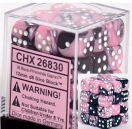Chessex: Gemini Black-Pink/White 12Mm D6 Dice Block