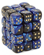 Chessex: Gemini 12Mm D6 Black-Blue/Gold 12Mm D6 Dice Block