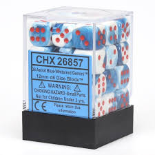Chessex: Gem Astral Blue White / Red 12Mm