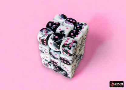 Chessex Gemini Black-White/Pink 12mm D6 Dice Cube