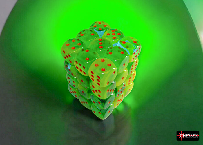 Chessex Gemini Plasma Green-Teal/Orange 12mm D6 Dice Cube