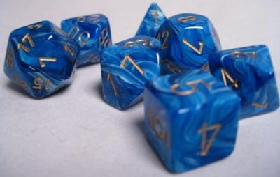 Chessex Vortex Blue/Gold Polyhedral 7-Die Set