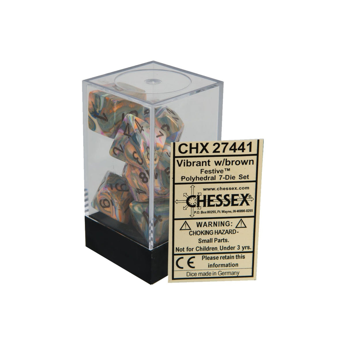Chessex: Festive Vibrant/Brown 7 Die Set
