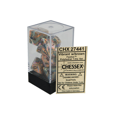 Chessex Festive Vibrant/Brown Polyhedral 7-Die Set