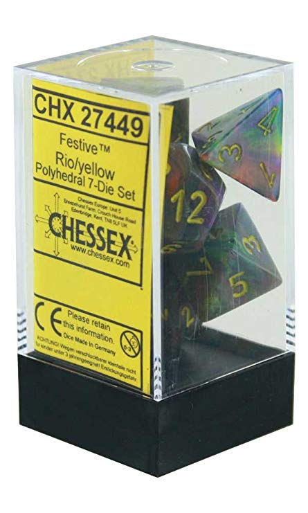 Chessex: Festive Rio/Yellow 7 Die Set
