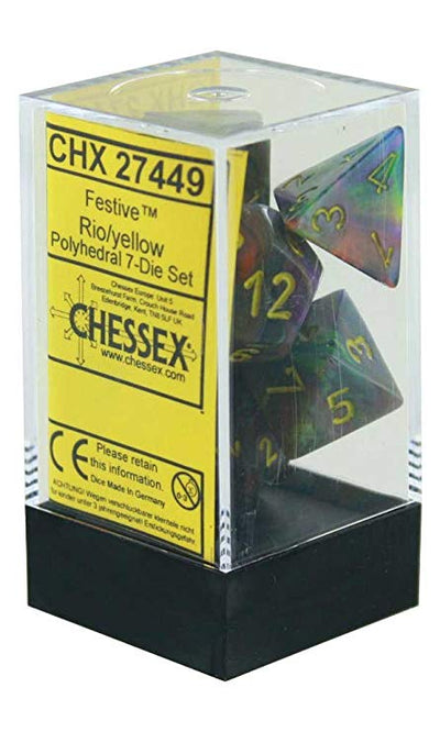 Chessex Festive Rio/Yellow Polyhedral 7-Die Set