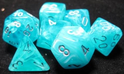 Chessex Cirrus Aqua/Silver Polyhedral 7-Die Set