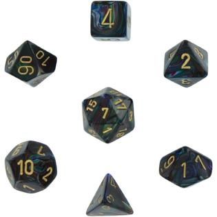 Chessex: Lustrous Shadow/Gold 7-Die Set