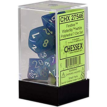 Chessex Festive Waterlily/White Polyhedral 7-Die Set