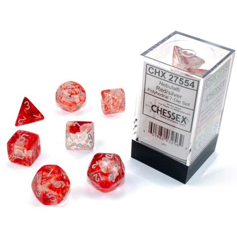 Chessex Nebula Red Silver Luminary 7 Die Set