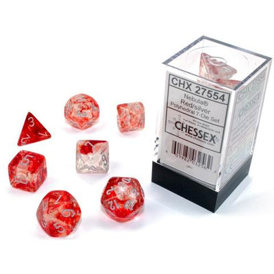 Chessex Nebula Red/Silver Luminary 7-Die Set