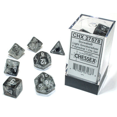 Chessex Borealis Polyhedral Light Smoke/Silver Luminary 7-Die Set