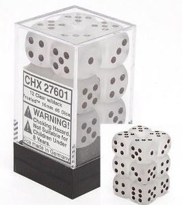 Chessex Frosted Clear/Black 16mm D6 Dice Set