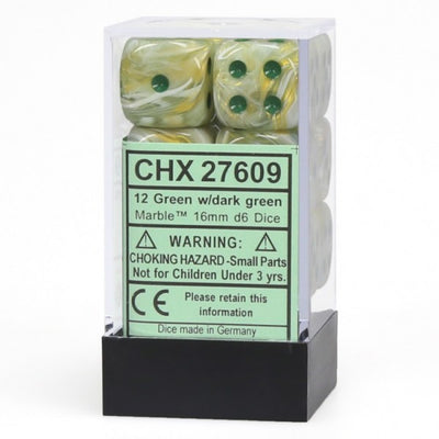 Chessex Marble Green/Dark Green 16mm D6 Dice Block