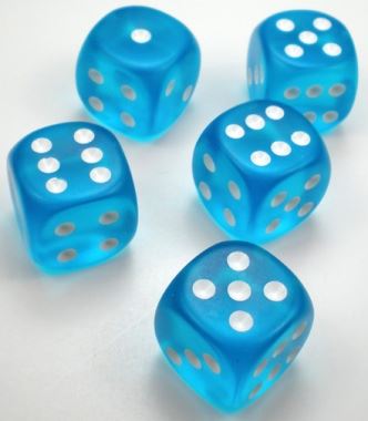 Chessex Frosted Caribbean Blue/White 16mm D6 Dice Block