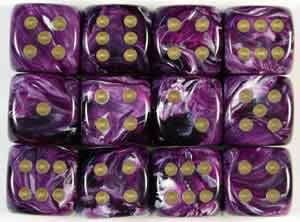 Chessex: Vortex Purple/Gold 16mm D6 Dice