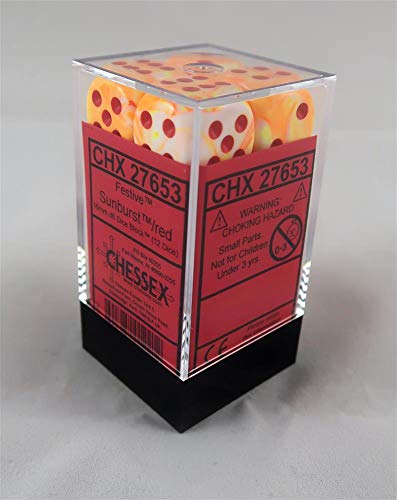Chessex: Festive Sunburst/ Red 16mm Set