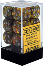 Chessex: 12CT Lustrous Gold/Silver 16mm D6 Dice Set