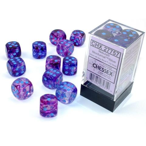 Chessex Nebula Nocturnal Blue Luminary 16mm 12d6 Dice Block