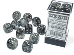 Chessex Borealis 16mm d6 Light Smoke/silver Luminary Dice Block (12 dice)