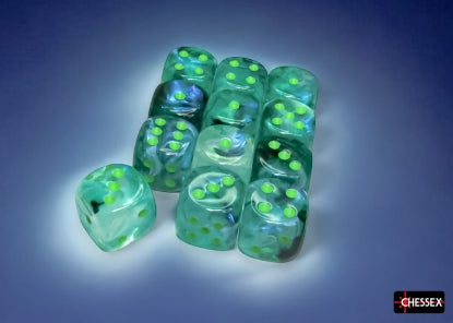 Chessex Borealis Kelp/Light Green 16mm D6 Dice Cube