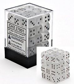 Chessex Frosted Clear/Black 12mm D6 Dice Block