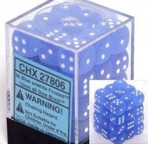 Chessex Frosted Blue/White 12mm D6 Dice Block