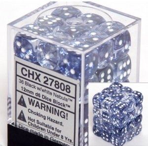 Chessex: Nebula Black/White 12Mm D6 Dice