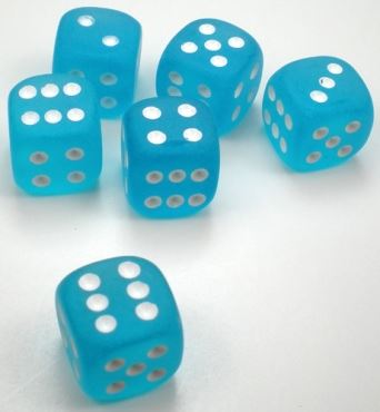 Chessex: Frosted Carribean Blue/White D6 Dice