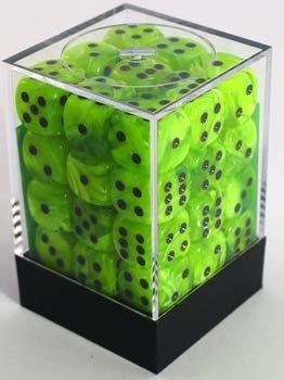 Chessex Vortex Bright Green/Black 12mm D6 Dice Block