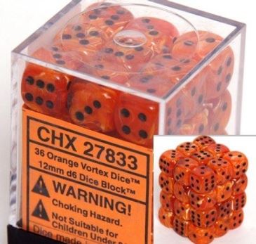 Chessex: Vortex Orange/Black 12Mm D6 Dice