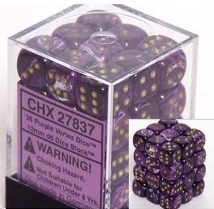 Chessex: Vortex Purple/Gold 12Mm D6 Dice