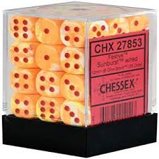 Chessex Festive Sunburst/Red 12mm d6 Dice Block (36 Dice)